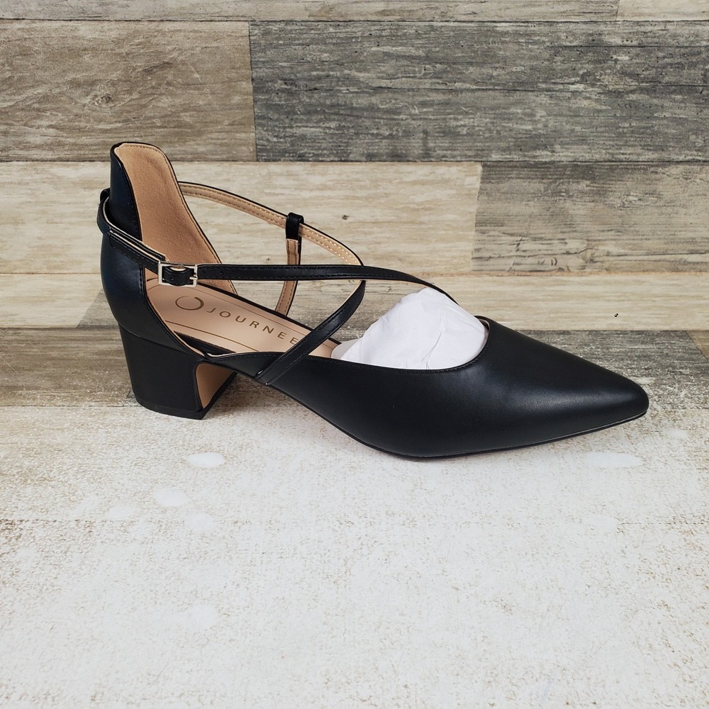 Journee Collection Galvinn Womens Pumps Sz 9 M Black Leather Pointed Toe Block